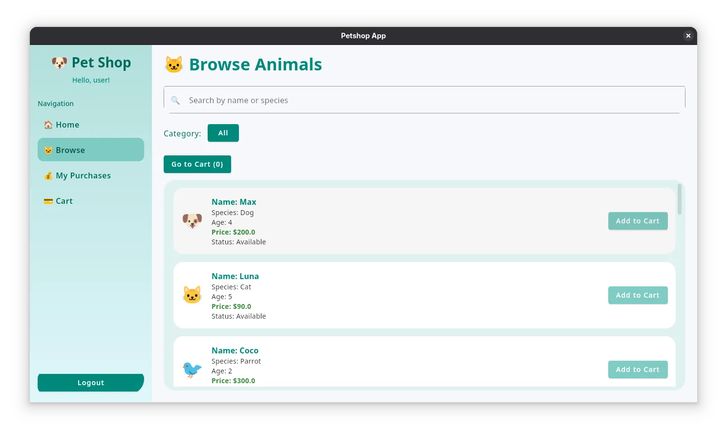 Petshop screenshot
